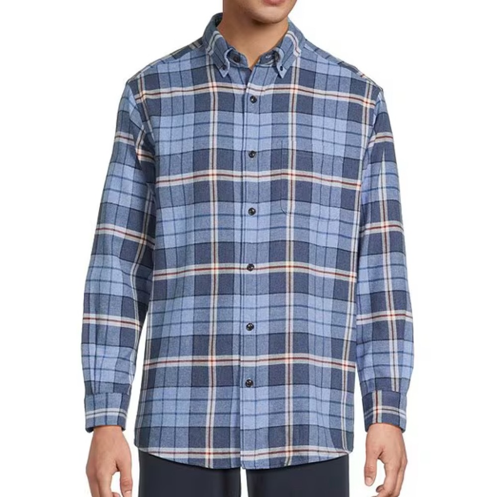 ⭐️ Roundtree & Yorke Gray and Blue Plaid Casual Shirt NWT‎ Size 2XB